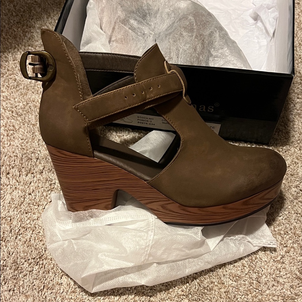 Taupe Platform Wedge Sandals